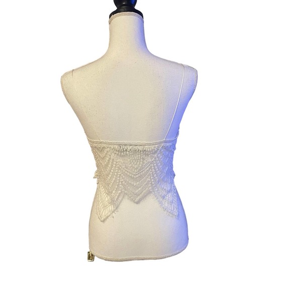 Signature 8 ivory cropped crochet spaghetti strap top size Small - Picture 5 of 13